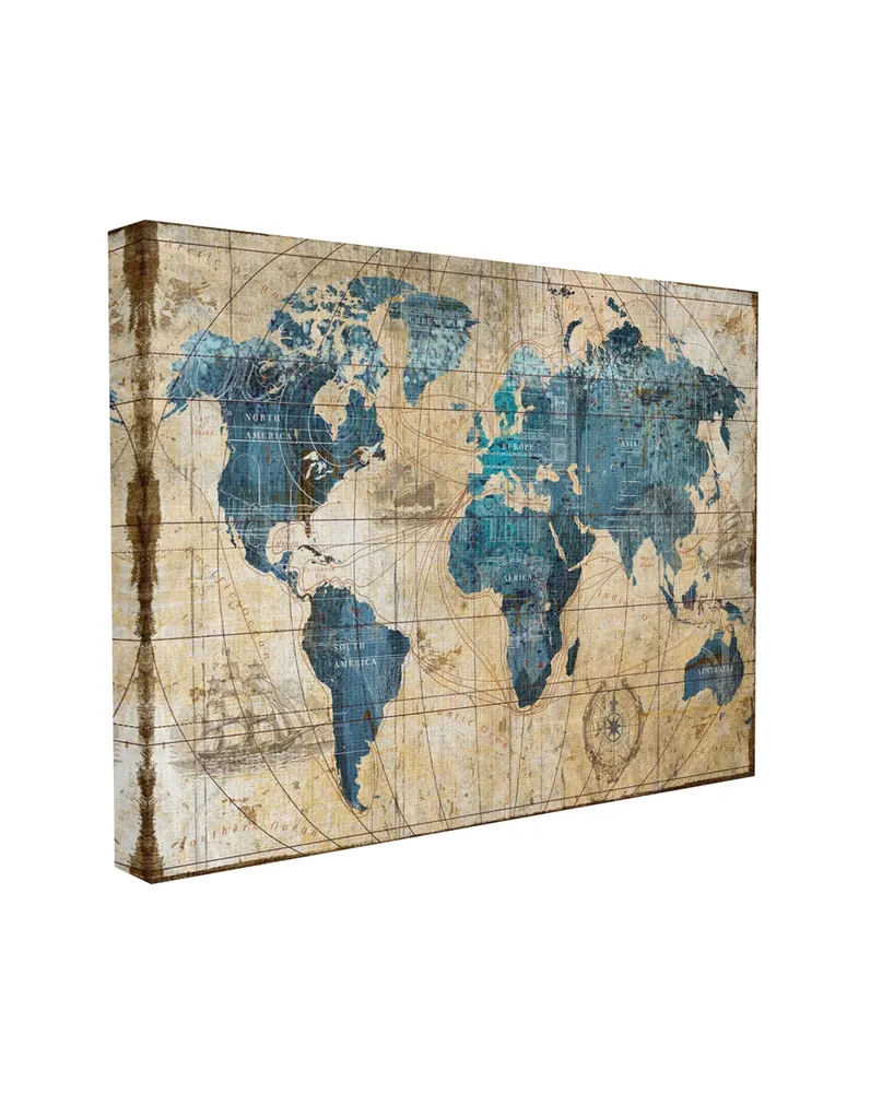 Stupell Industries Retro Abstract World Map Design Stretched Canvas Wall Art, 24" x 30" - Multi