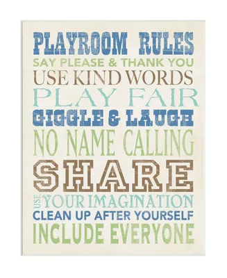 Stupell Industries Boys Playroom Rules Typography Wall Plaque Art, 13" x 19" - Multi