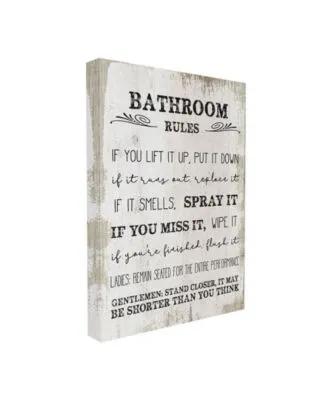Stupell Industries Bathroom Rules Funny Word Wood Textu Design Stretched Canvas Wall Art Collection By Daphne Polselli