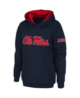 Women's Navy Ole Miss Rebels Big Logo Pullover Hoodie