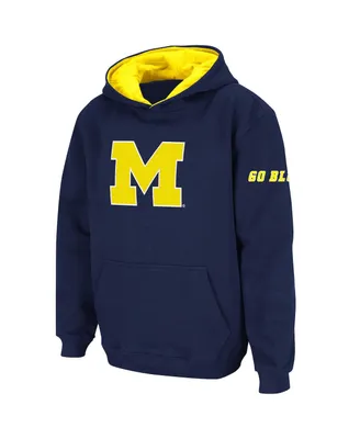 Big Boys Navy Michigan Wolverines Big Logo Pullover Hoodie