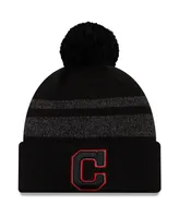 Men's Black Cleveland Indians Dispatch Cuffed Knit Hat with Pom