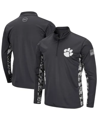 Men's Charcoal Clemson Tigers Oht Military-Inspired Appreciation Digi Camo Quarter-Zip Jacket