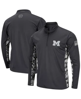 Men's Colosseum Charcoal Michigan Wolverines Oht Military-Inspired Appreciation Digi Camo Quarter-Zip Jacket