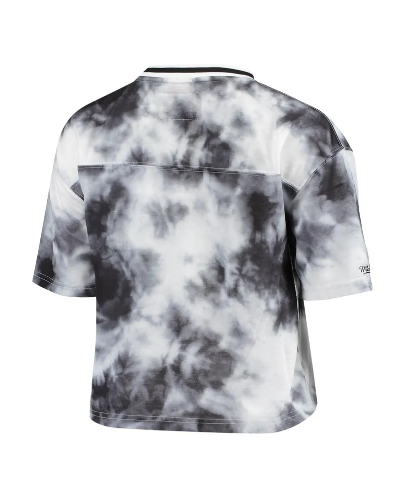 Women's Black and White Los Angeles Lakers Hardwood Classics Tie-Dye Cropped T-shirt
