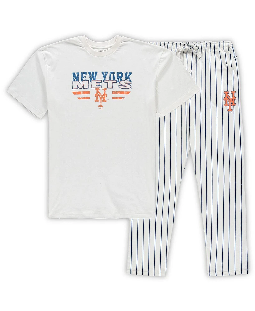 Men's White, Royal New York Mets Big and Tall Pinstripe Sleep Set