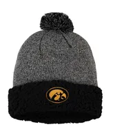 Women's Black Iowa Hawkeyes Snug Cuffed Knit Hat with Pom