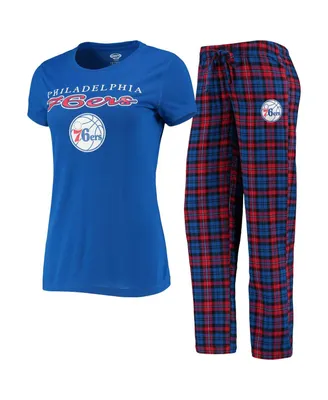 Women's Royal, Red Philadelphia 76ers Lodge T-shirt and Pants Sleep Set