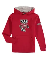 Big Boys Cardinal Wisconsin Badgers Logo Pullover Hoodie