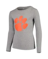 Big Boys Heathered Gray Clemson Tigers Long Sleeve T-shirt and Pant Sleep Set