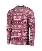 Men's Maroon Texas A&M Aggies Ugly Sweater Long Sleeve T-shirt and Pants Sleep Set