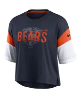 Women's Navy and White Chicago Bears Nickname Tri-Blend Performance Crop Top