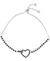 Black Spinel Open Heart Bolo Bracelet (1-3/8 ct. t.w.) in Sterling Silver