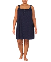 Lauren Ralph Plus Cotton Knit Double-Strap Nightgown