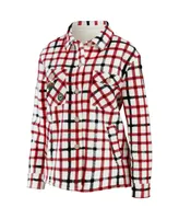 Women's Wear by Erin Andrews Oatmeal Minnesota Wild Plaid Button-Up Shirt Jacket