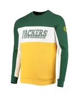 Men's Junk Food Green and Gold-Tone Bay Packers Color Block Pullover Sweatshirt