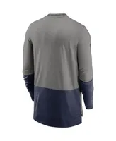 Men's Nike Heathered Gray, Navy Dallas Cowboys Sideline Player Performance Long Sleeve T-shirt