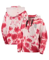 Women's Dkny Sport White and Red St. Louis Cardinals Dakota Tie-Dye Half-Zip Hoodie