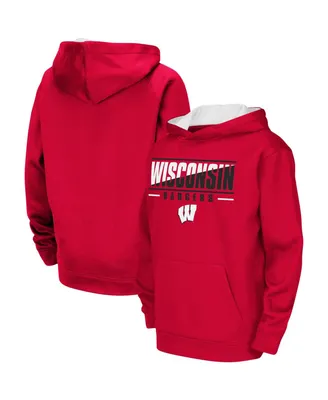 Big Boys Colosseum Red Wisconsin Badgers Dean Slash Stack Pullover Hoodie