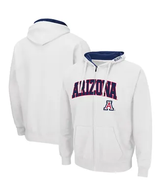 Men's Colosseum White Arizona Wildcats Arch and Logo 3.0 Full-Zip Hoodie