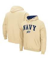 Men's Colosseum Gold Navy Midshipmen Arch and Logo 3.0 Pullover Hoodie