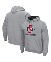 Men's Colosseum Heathered Gray San Diego State Aztecs Arch and Logo Pullover Hoodie