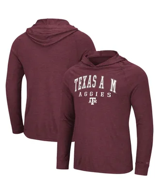 Men's Colosseum Heathered Maroon Texas A&M Aggies Campus Long Sleeve Hooded T-shirt