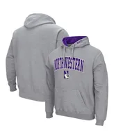 Men's Colosseum Heathered Gray Northwestern Wildcats Arch and Logo 3.0 Pullover Hoodie