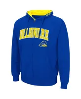 Men's Colosseum Royal Delaware Fightin' Blue Hens Arch and Logo 3.0 Full-Zip Hoodie