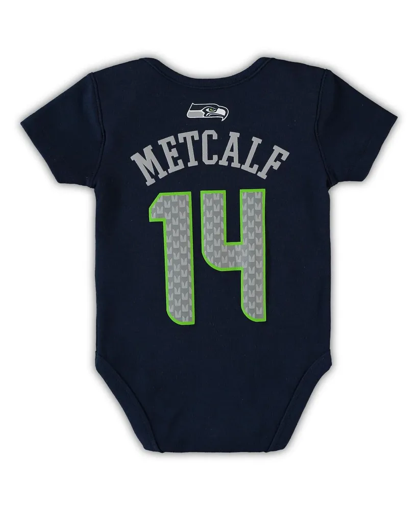 Newborn Infant Boys and Girls Dk Metcalf College Navy Seattle Seahawks Mainliner Player Name Number Bodysuit