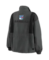 Women's Wear by Erin Andrews Charcoal New York Rangers Popover Packable Half-Zip Jacket