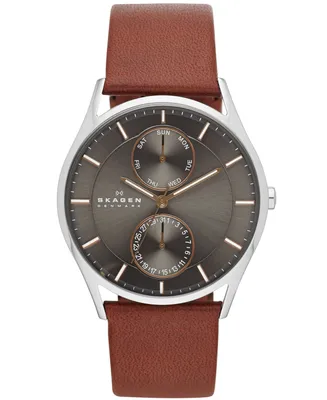 Skagen Men's Holst Brown Leather Strap Watch 40mm SKW6086
