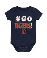 Infant Boys and Girls Navy, Orange and Gray Detroit Tigers Born To Win 3-Pack Bodysuit Set