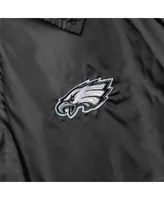 Men's Black Philadelphia Eagles Coaches Classic Raglan Full-Snap Windbreaker Jacket