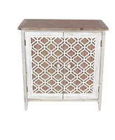 Rustic Rectangular Wooden Lattice Cabinet