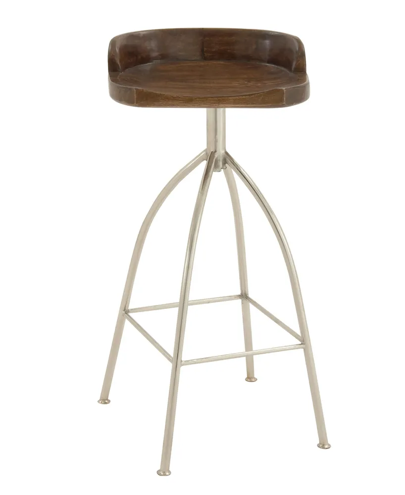 Iron and Wood Contemporary Bar Stool