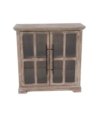 Farmhouse Rectangular Wood and Glass 2-Door Cabinet