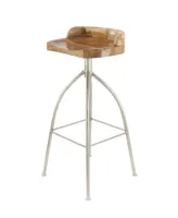 Iron and Wood Contemporary Bar Stool