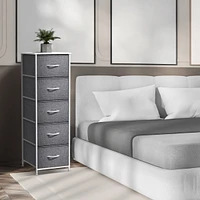 Sorbus Narrow 5 Drawers Nightstand with Steel Frame, Wood Top, Easy Pull Fabric Bins for Home, Bedroom, Office & Dorm