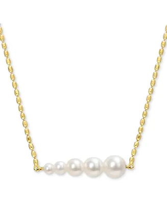 Cultured Freshwater Pearl (3 - 7-1/2mm) Graduated Bar 18" Pendant Necklace in 18k Gold-Plated Sterling Silver