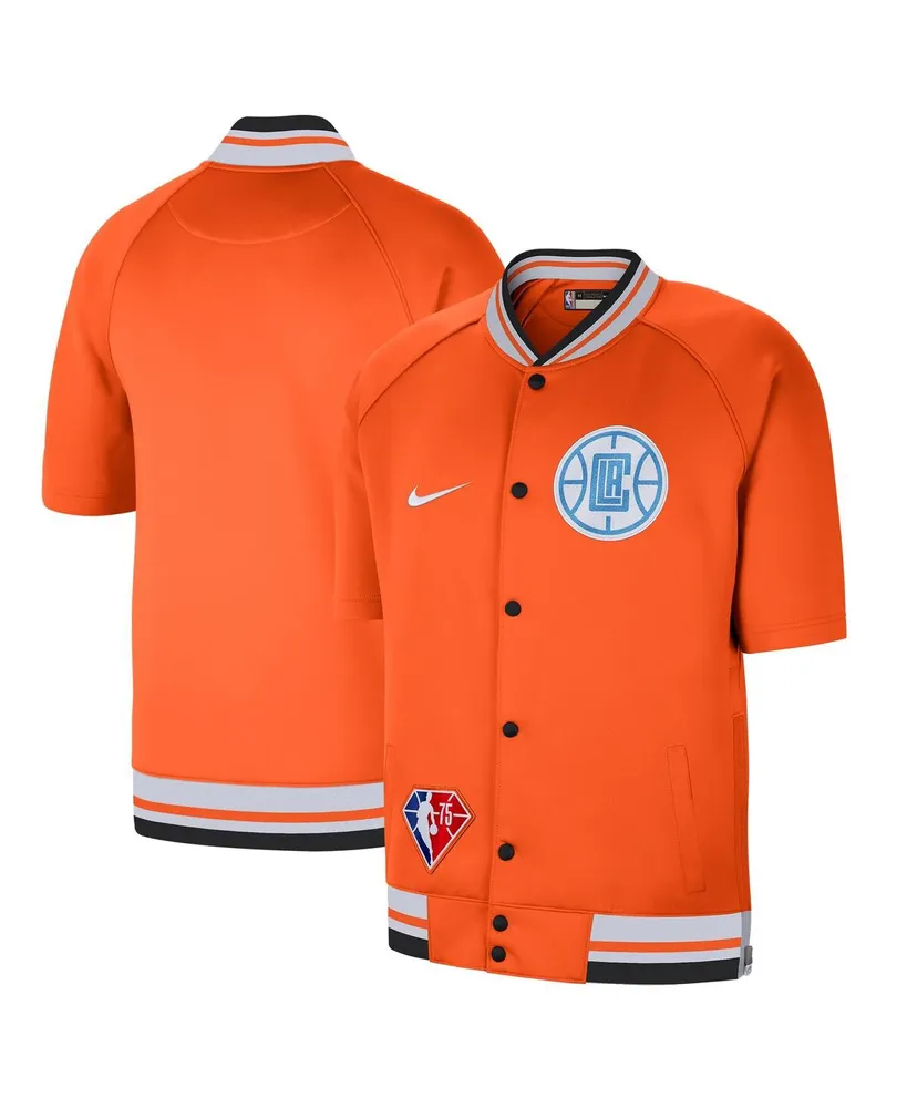 Men's Nike Orange, White La Clippers 2021/22 City Edition Therma Flex Showtime Short Sleeve Full-Snap Bomber Jacket