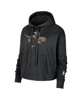 Women's Nike Black Toronto Raptors 2021/22 City Edition Essential Logo Cropped Pullover Hoodie