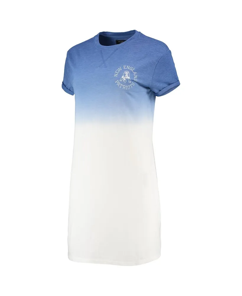 Women's Junk Food Heathered Royal and White New England Patriots Ombre Tri-Blend T-shirt Dress