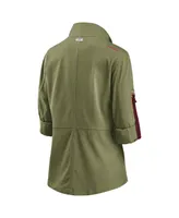 Women's Wear By Erin Andrews Olive New England Patriots Full-Zip Utility Jacket