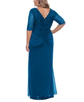 B&A by Betsy & Adam Plus V-Neck Gown