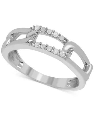Diamond Chain Link Motif Ring (1/10 ct. t.w.) Sterling Silver