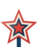 Glitzhome Wooden Patriotic Star Yard Stake, Set of 3