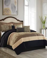 Stratford Park Milan 7-Piece Comforter Set, California King - Black and Gold