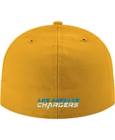 Men's New Era Gold Los Angeles Chargers Omaha Primary Logo 59FIFTY Fitted Hat