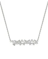 Moissanite Fixed Baguette Necklace (3/4 Carat Total Weight Certified Diamond Equivalent) in 14K White Gold